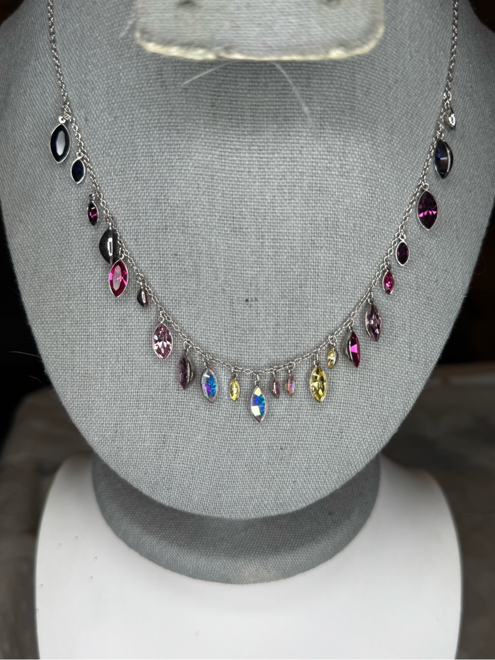 Swarovski Tody Thin Necklace Pastel Colours Lobster Clasp Adorned Crystals